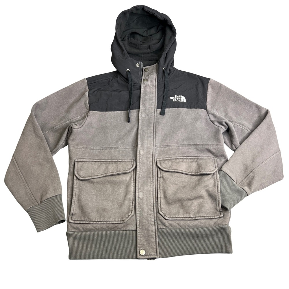 The North Face Mens Gray Black Full Zip Hooded Jacket Small Rivington